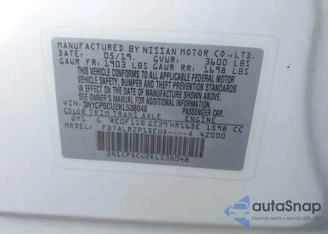 2019 Nissan Kicks S from USA, damaged, VIN 3N1CP5CU2KL538048